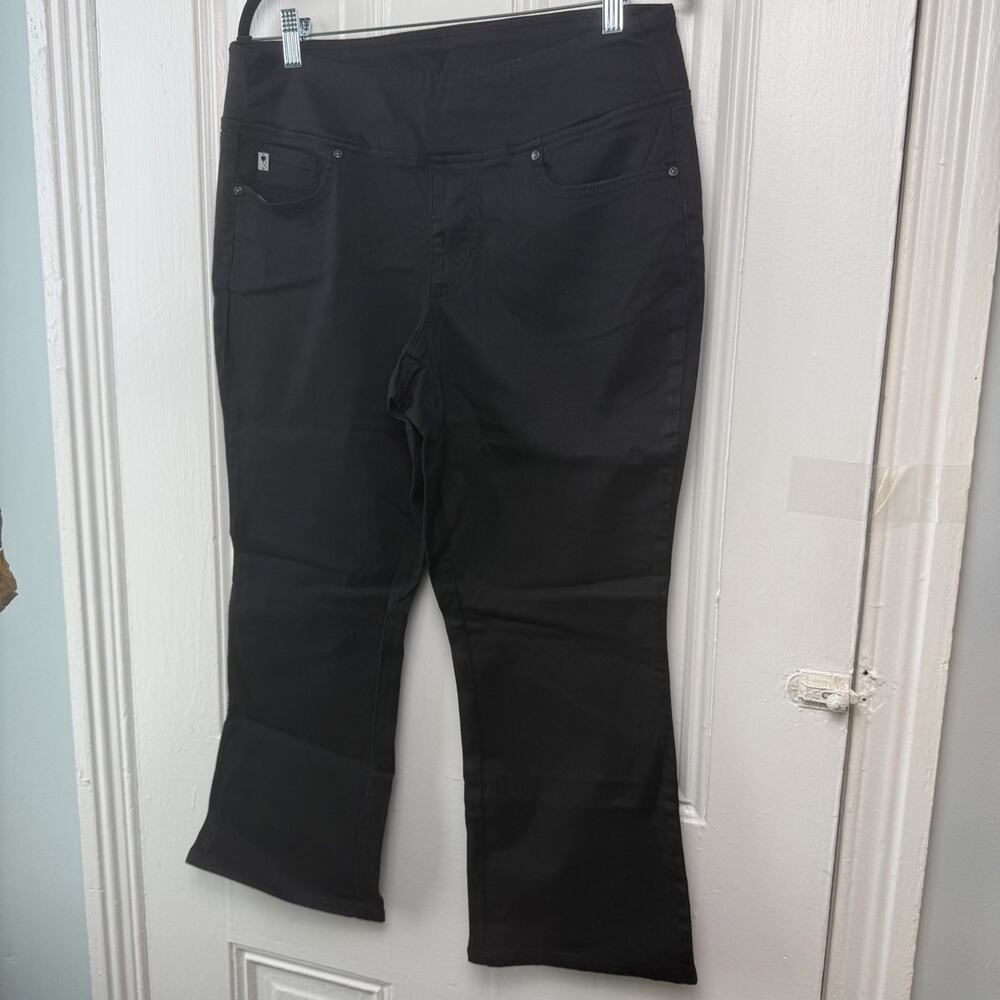Belle by Kim Gravel TripleLuxe Kick Flare Twill Jeans Womens 12P Black NWOT
